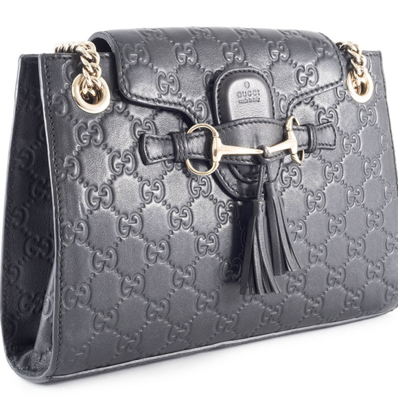 GUCCI Authentic Black Leather Horsebit Shoulder Bag - Picture 2 of 16